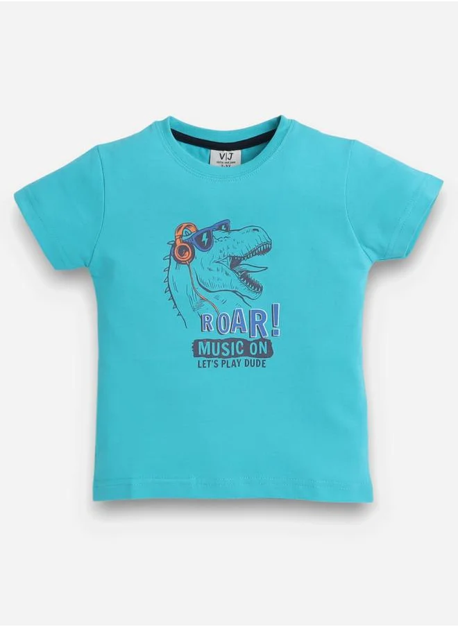victor and jane Graphic Print T-Shirt and All-Over Printed Pyjama Set