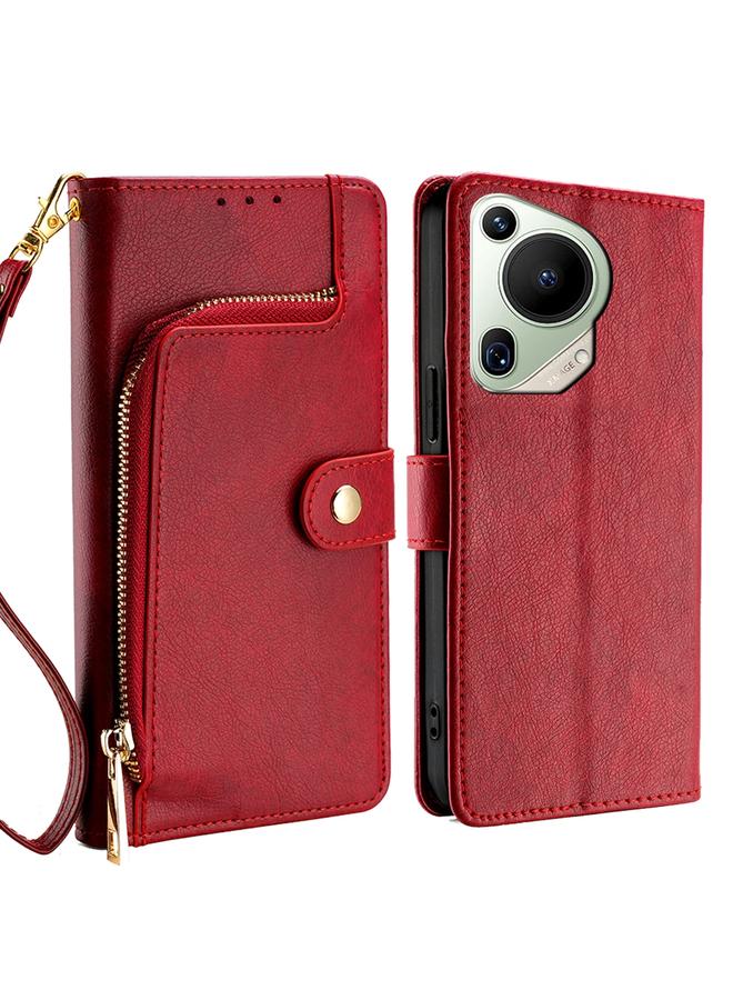 Green Tiger Case For Huawei Pura 70 Ultra 5G Zipper Bag Leather Phone Case - Image 1