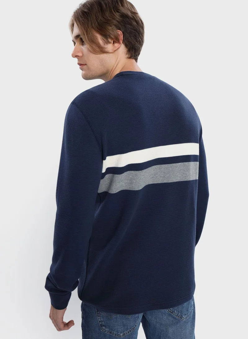 American Eagle Striped Crew Neck T- Shirt
