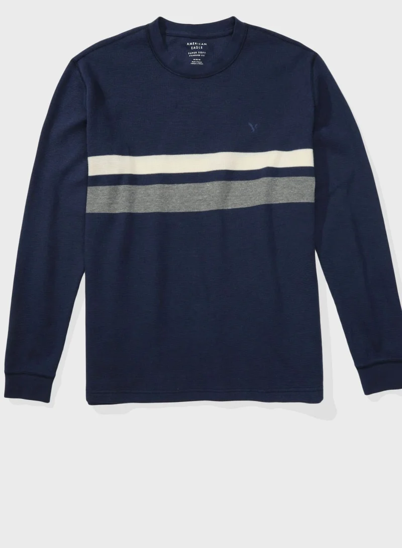 American Eagle Striped Crew Neck T- Shirt