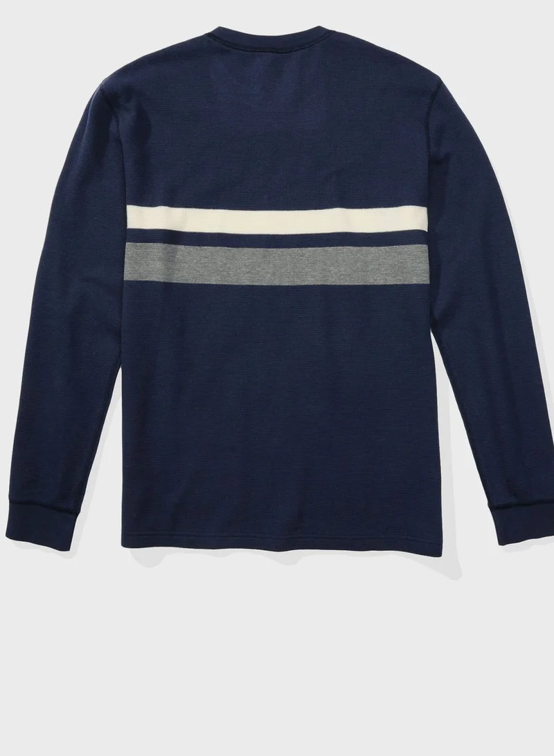 American Eagle Striped Crew Neck T- Shirt