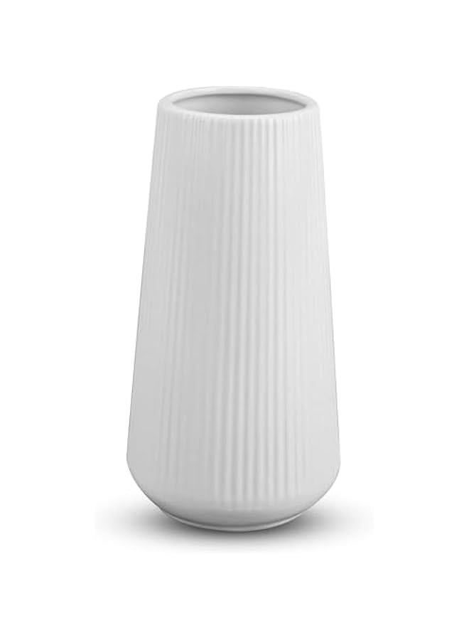 HOOKOR White Ceramic Vase,  Flower Vase Ceramic Vase for Flowers, Decorative White Vase for Pampas Grass, Small Vase for Home Living Room Dining Table Farmhouse Office Decor - Image 1