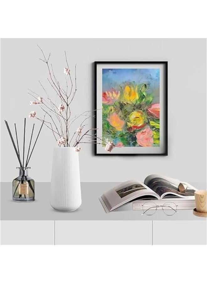 HOOKOR White Ceramic Vase,  Flower Vase Ceramic Vase for Flowers, Decorative White Vase for Pampas Grass, Small Vase for Home Living Room Dining Table Farmhouse Office Decor - Image 2