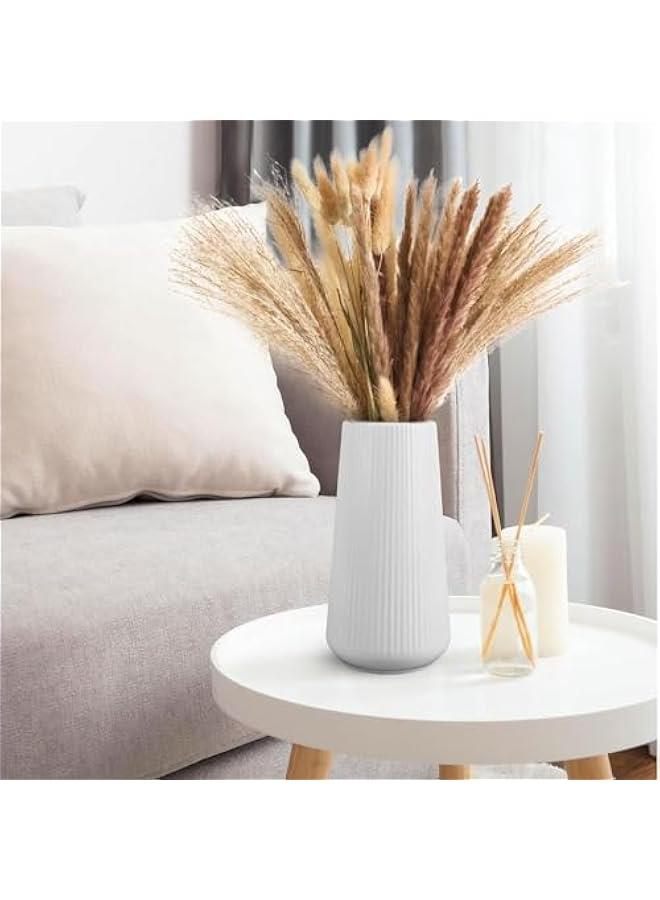 HOOKOR White Ceramic Vase,  Flower Vase Ceramic Vase for Flowers, Decorative White Vase for Pampas Grass, Small Vase for Home Living Room Dining Table Farmhouse Office Decor - Image 4