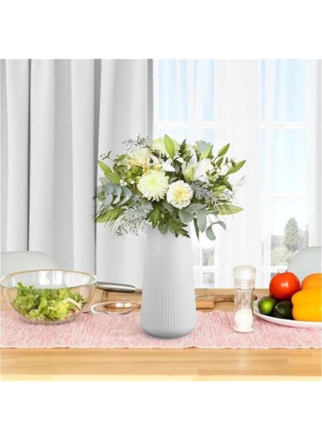 HOOKOR White Ceramic Vase,  Flower Vase Ceramic Vase for Flowers, Decorative White Vase for Pampas Grass, Small Vase for Home Living Room Dining Table Farmhouse Office Decor - Image 5