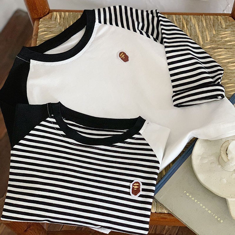 Pure Cotton Long-Sleeve T-Shirt For Boys And Girls, 2026 Color-Blocked Striped Casual Versatile Children'S Base Shirt For - Image 5