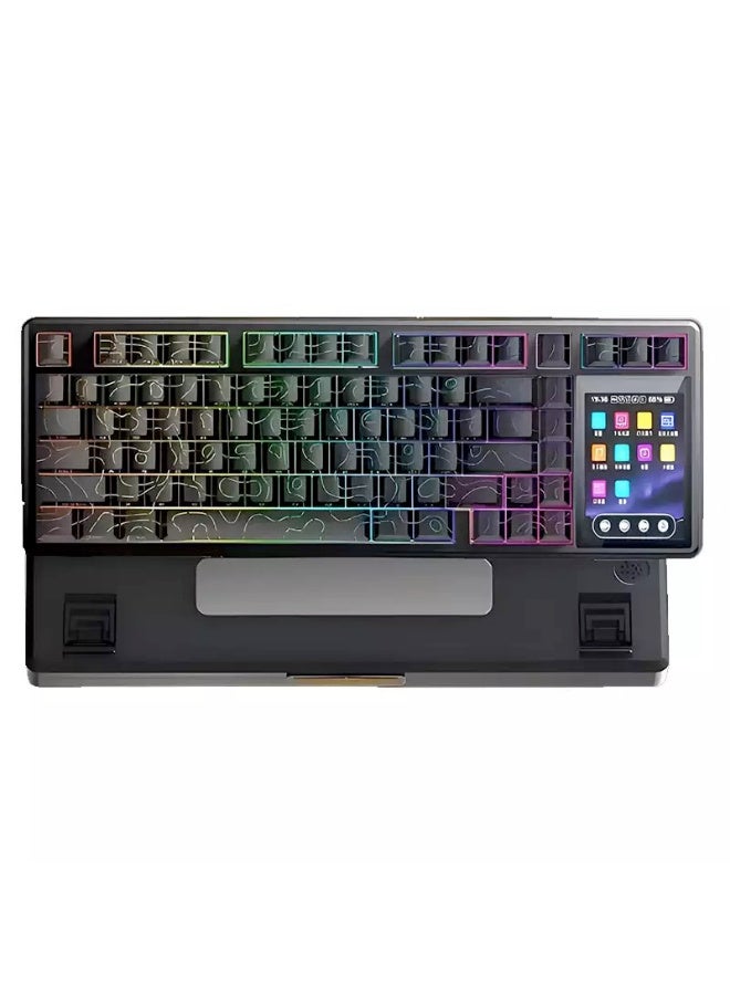 أولا Aula L99 Wireless 84 Keys Hot-Swappable Mechanical Gaming Keyboard with RGB Backlit Equipped with a Dedicated 3.98-inch IPS ( Caramel Latte Switch ) -  Black Contour Lines - Image 1