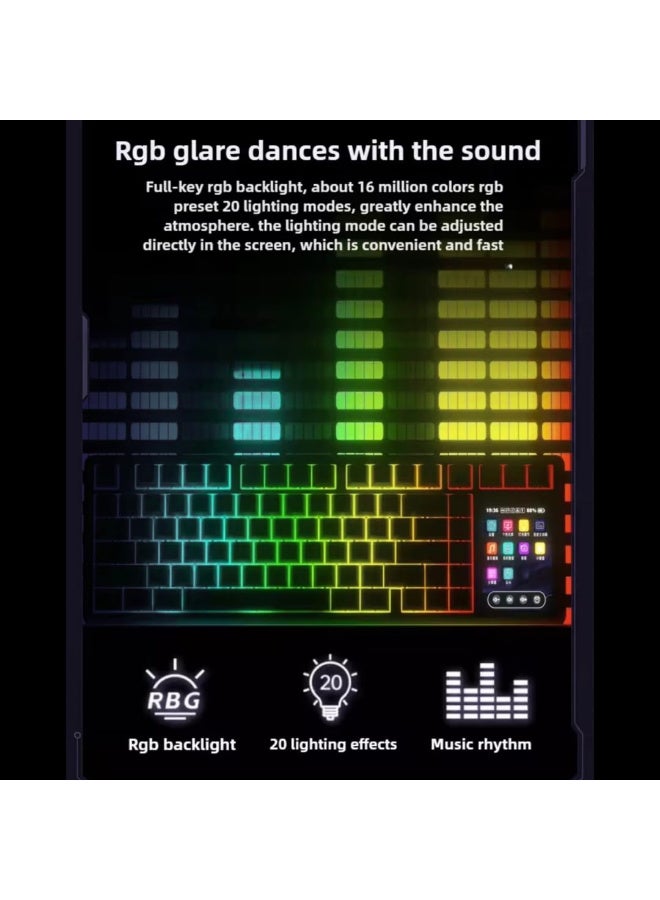 أولا Aula L99 Wireless 84 Keys Hot-Swappable Mechanical Gaming Keyboard with RGB Backlit Equipped with a Dedicated 3.98-inch IPS ( Caramel Latte Switch ) -  Black Contour Lines - Image 3