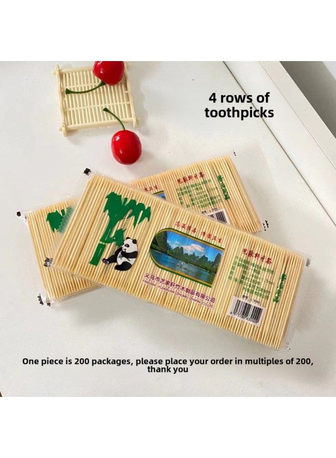 Running The Jianghu Stall Bamboo Products Set Meal Artist Porch Lacquer-free Bamboo Chopsticks Carbonized Hotel Chopsticks Toothpick Direct Supply-Specifications:4 Rows Of Toothpicks/bag (200 Bags For One Piece)  - Image 1