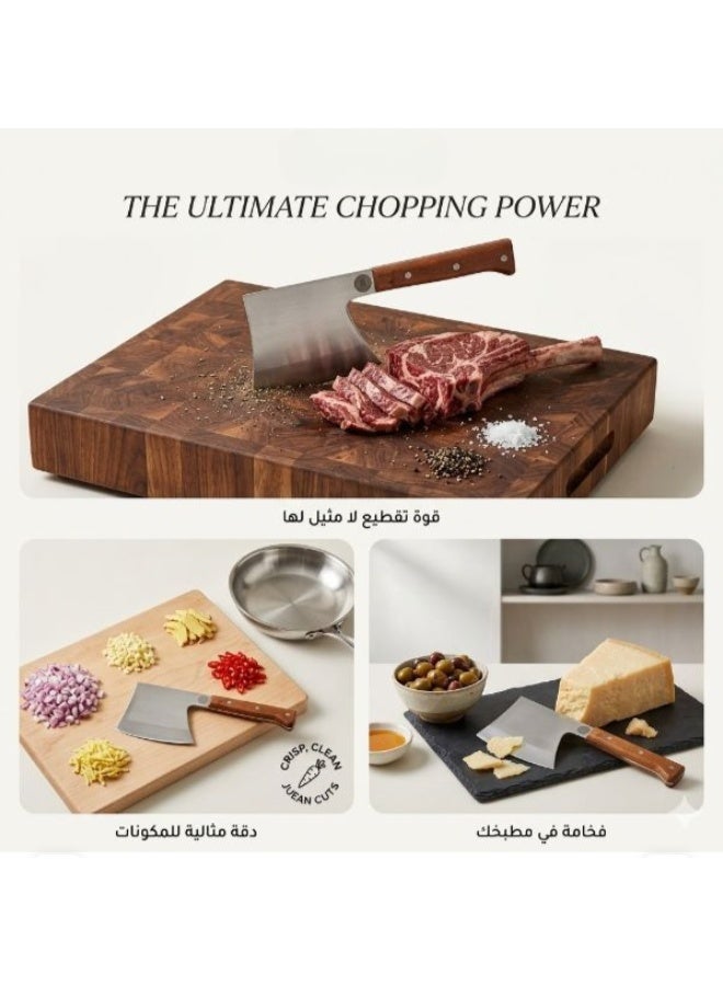 Heavy-Duty Stainless Steel Meat Cleaver with Non-Slip Beechwood Handle for Butchery and Kitchen Use - Image 2