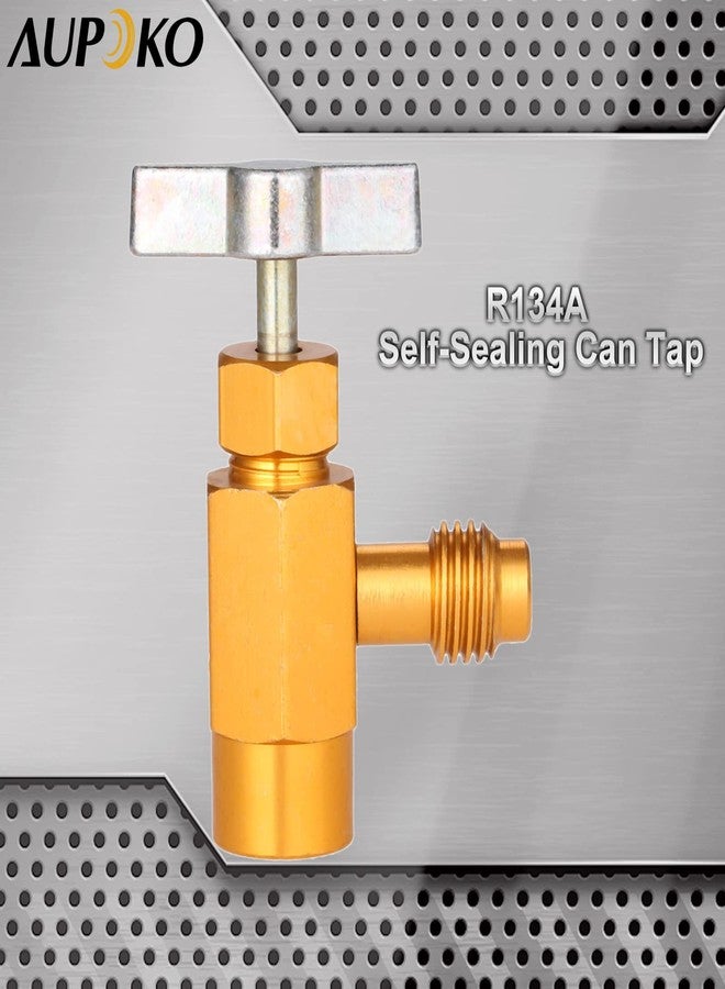 Aupoko R134A Self-Sealing Can Tap with Right Hand Thread, R134A Valve Tool Bottle Opener with 1/2" Female R-H Thread and 1/4’’ SAE Male Connector, Fits for R134A Automotive Air Conditioning Charging - Image 2