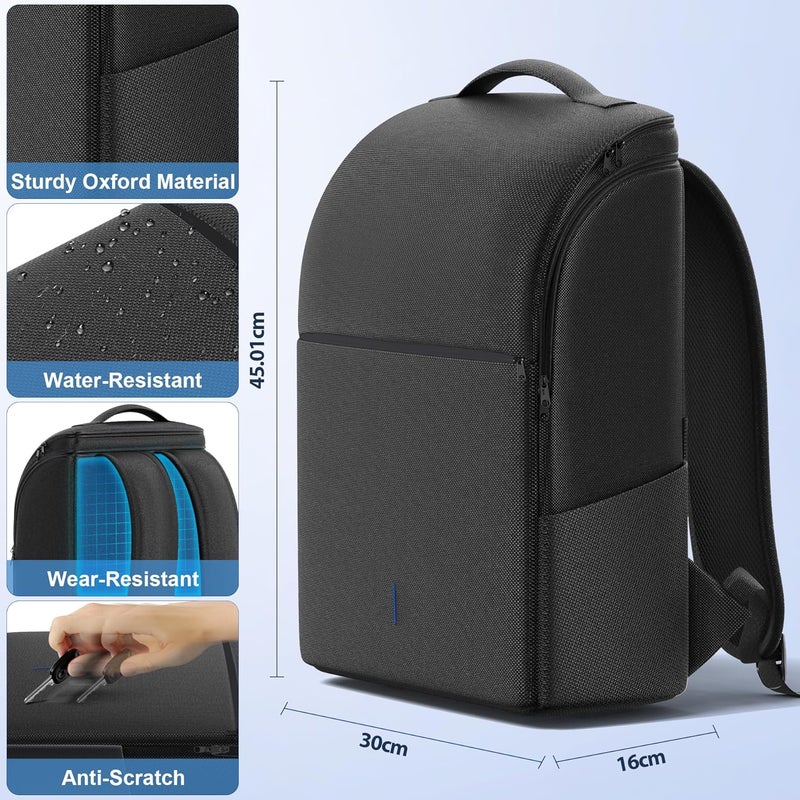 Rysker PS5/PS5 Slim/Pro Console Backpack, PS5 Travel Bag with Full Protection, Large Capacity PS5 Carry Bag, PS Portal, Laptop, Game Card, PlayStation 5 Backpack with 3 Cable Pockets - Black - Image 4