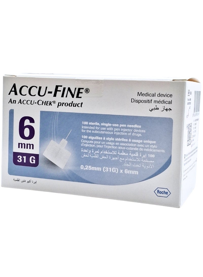 ACCU-FINE PEN NEEDLE 31GX6MM 100'S