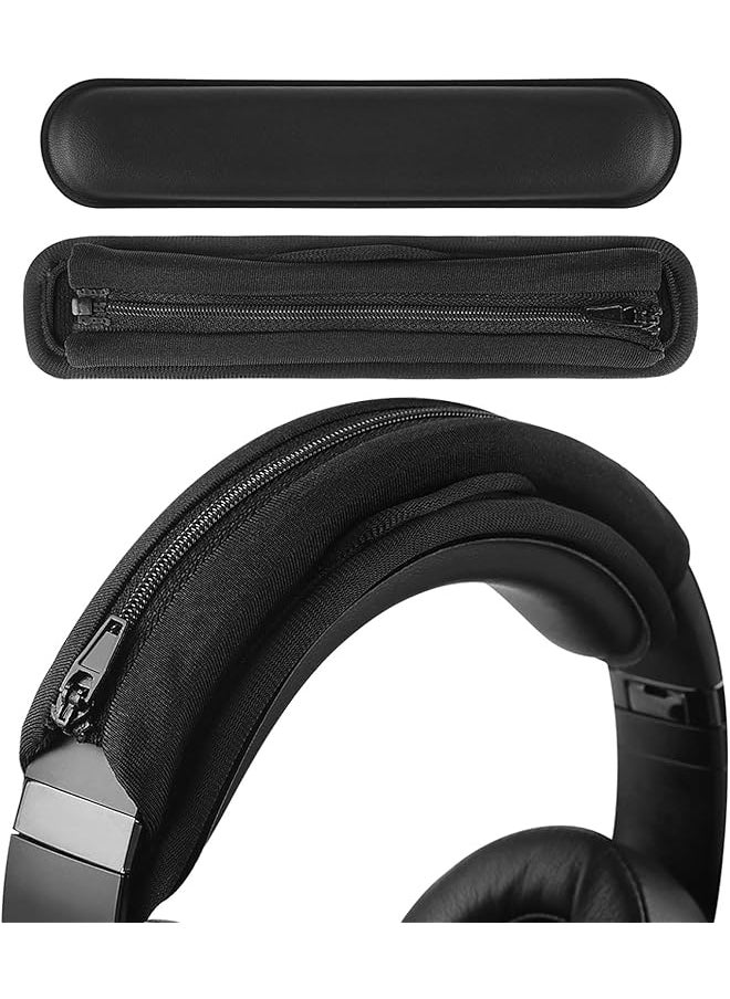 erorex Hook And Loop Headband Cover + Headband Pad Set Headband Protector With Zipper Closure Diy Installation No Tool Needed Compatible With Medium Sized Headphones Protein Leather Black  - Image 1