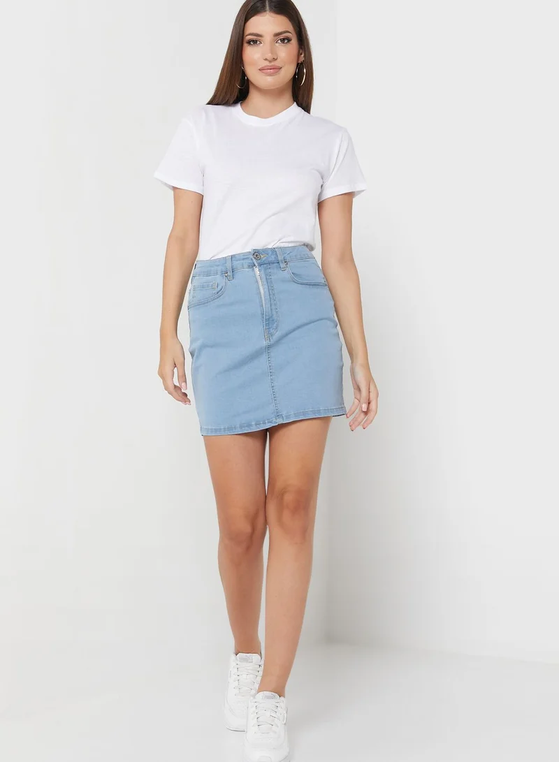 boohoo Pocket Detail Denim Skirt