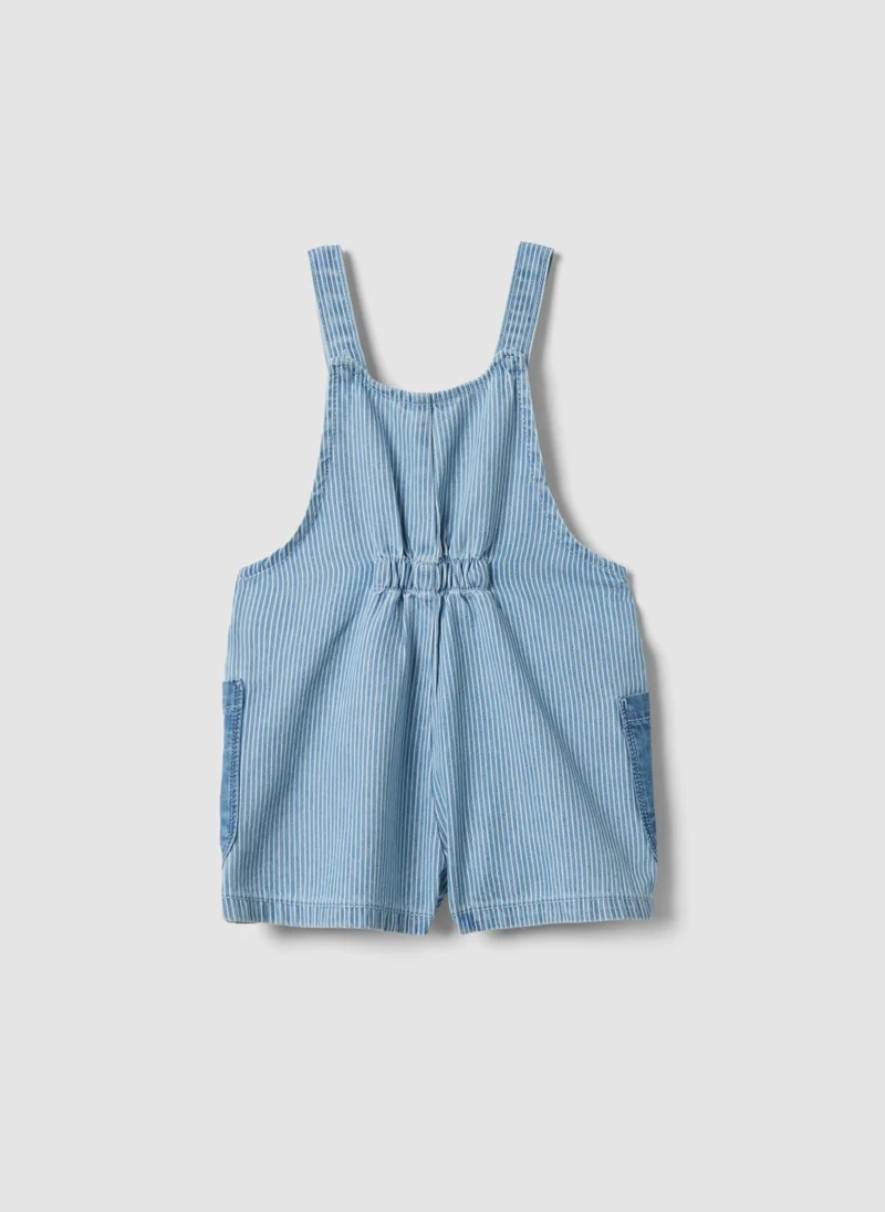 او في اس OVS Girlsâ€™ Cotton-Lyocell Denim Dungarees With Embroidered Details