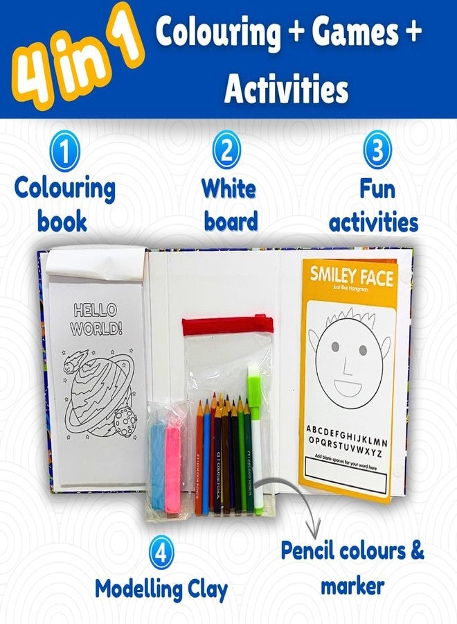 CocoMoco Kids 4 in 1 Car Theme Colouring Kit for Kids 6-12 | Art and Craft Kit for Girls 9-12 | Drawing, Games Activity Set | Return Gifts for Kids Birthday Party | Gift for Boys & Girls (Pack of 3) - Image 2