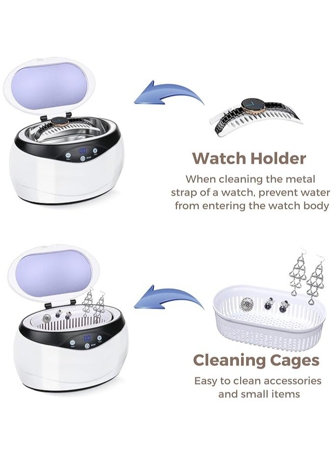 AROAQ 650ML Professional Ultrasonic Cleaning Machine with Watch Holder for Jewelry Eyeglasses Retainer Watches Dentures Rings Coins Cleaner 42kHz - Image 5