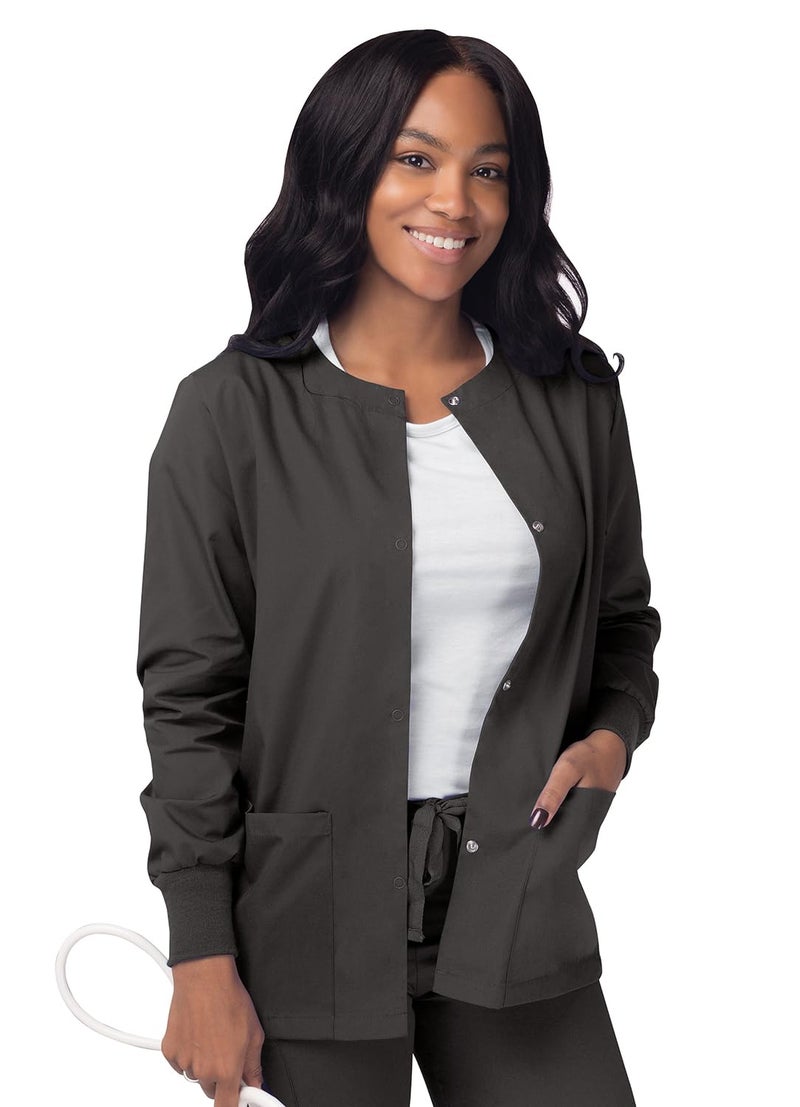 Sivvan Scrubs for Women - Front Snap Warm - Up Jacket - S8306 - Charcoal - L - Image 1