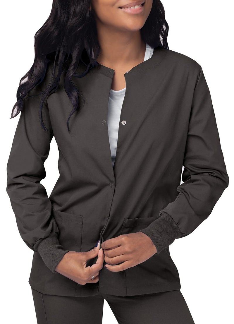 Sivvan Scrubs for Women - Front Snap Warm - Up Jacket - S8306 - Charcoal - L - Image 4
