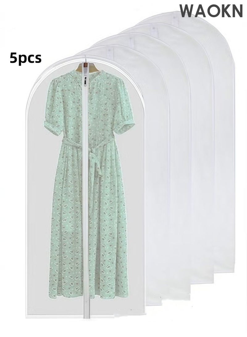 WAOKN Dress Bag Garment Bag Suit Bags , EVA Coat Bags for Wardrobe and Travel Dustproof , Thick clothing dust cover, washable laundry dust cover ,Suitable for bedroom , Reusable , 5 Pack , unisex ,white . - Image 1