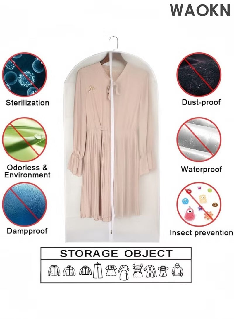 WAOKN Dress Bag Garment Bag Suit Bags , EVA Coat Bags for Wardrobe and Travel Dustproof , Thick clothing dust cover, washable laundry dust cover ,Suitable for bedroom , Reusable , 5 Pack , unisex ,white . - Image 5