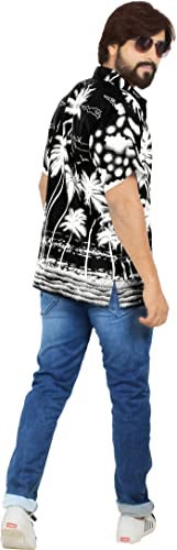 LA LEELA Mens Hawaiian Shirts Short Sleeve Button Down Shirt Men's Party Shirts Casual Vacation Tropical Shirts for Men Funny 3XL Palm Tree Black - Image 4