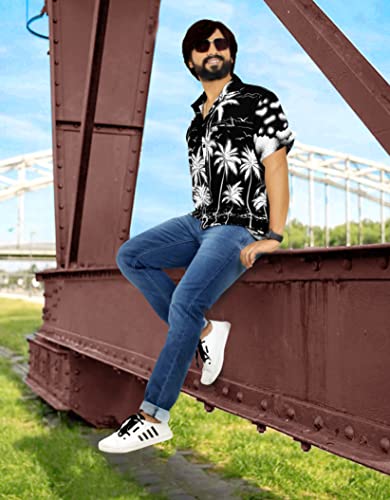 LA LEELA Mens Hawaiian Shirts Short Sleeve Button Down Shirt Men's Party Shirts Casual Vacation Tropical Shirts for Men Funny 3XL Palm Tree Black - Image 5