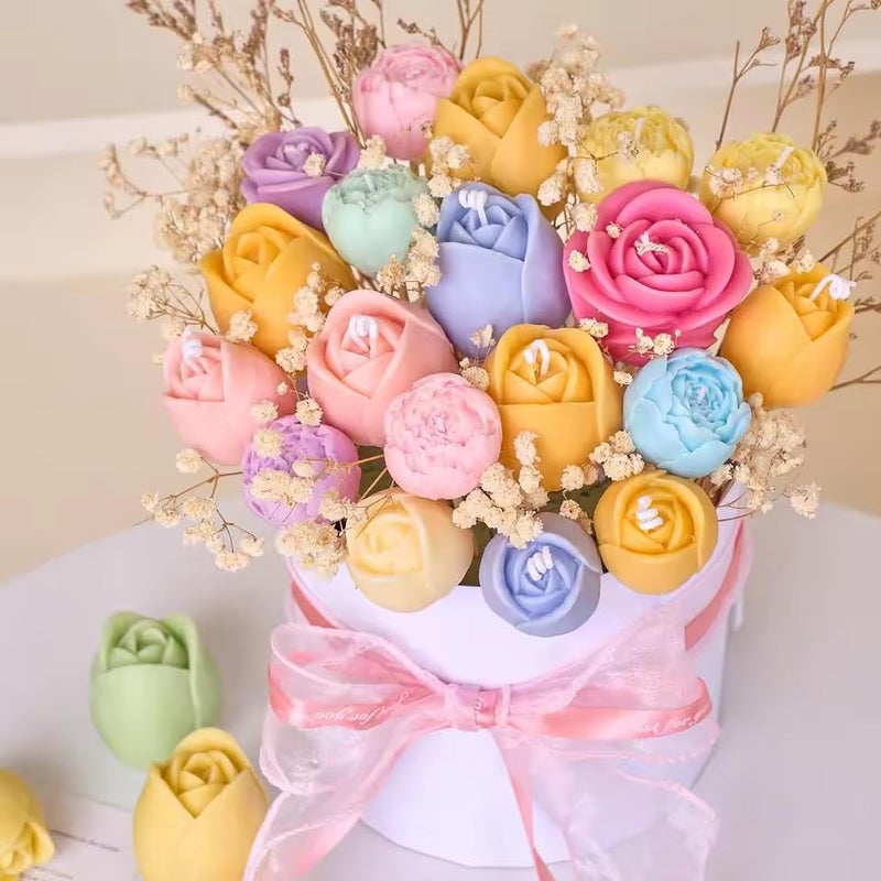 SlowlyTalk Candle Molds - Silicone Mold for Candles Making, DIY 3D Moulds for Soy Wax, Beeswax, Scented Candle, Valentine's Day Gifts (Rose 2.5 Inch) - Image 1
