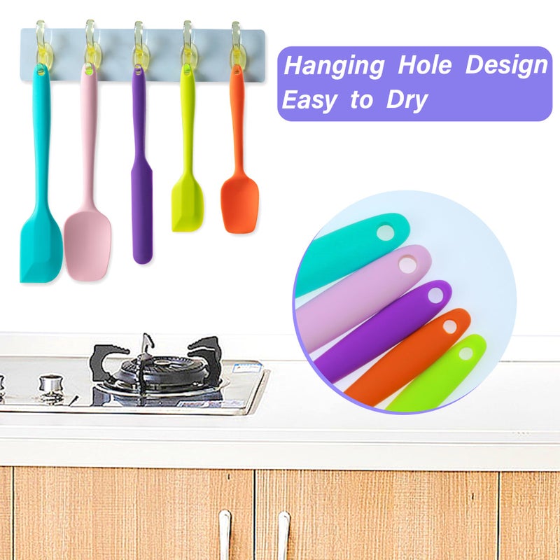Hoewina Silicone Spatula Set, 5 Piece Food Grade Rubber Spatulas for Baking, Cooking, and Mixing High Heat Resistant Non Stick Dishwasher Safe BPA-Free (Multicolor) - Image 4