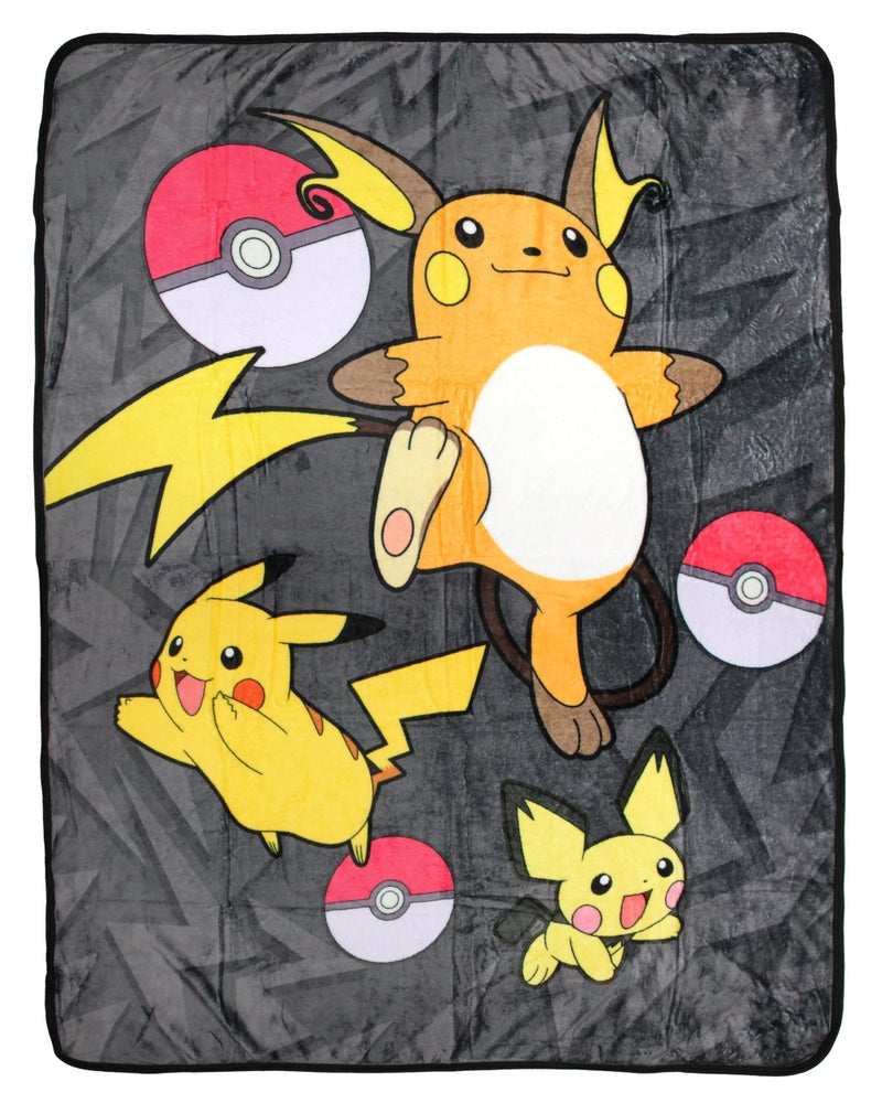 Pokemon Pikachu Evolutions Pichu Raichu Poke Ball Throw Blanket 46 x 60 Cozy Soft Fleece Throw Blanket for Bed Couch