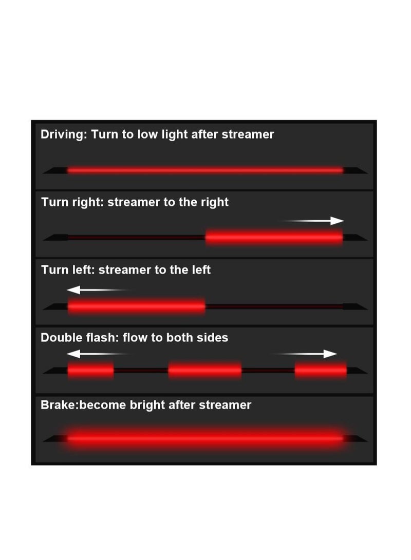 Generic 120cm 47 inch Universal Carbon Fiber Rear Spoiler Light for Cars Black LED Auto Third Brake Stop Signal Light 12V - Image 3