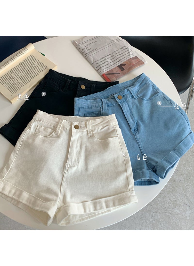 Summer Denim Shorts Women High Waist Slim Fit Creamy-white - pzsku/Z9FBE2E420AA4DF33B8F1Z/45/_/1732185788/07681e96-c64b-417f-98a5-b7039f314c89