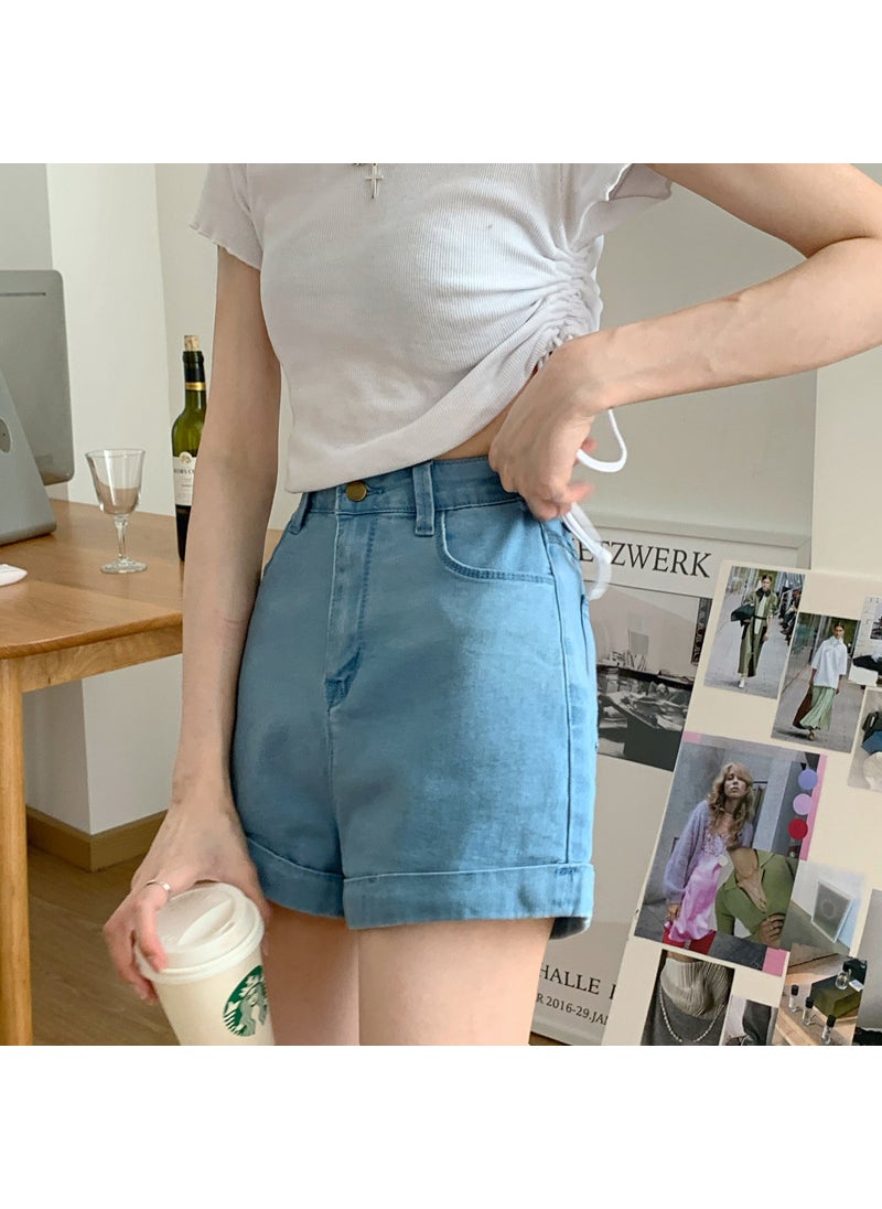 Summer Denim Shorts Women High Waist Slim Fit Creamy-white - pzsku/Z9FBE2E420AA4DF33B8F1Z/45/_/1732185790/6bbf4e6b-aa5a-45d8-8cb0-08d0a322fbbf