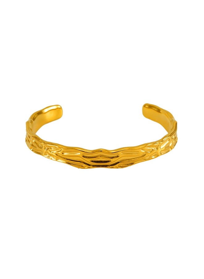 AMETOER 18K Gold-Plated Adjustable Open Bracelet for Women | High-End Irregular Design | Fade-Resistant Stainless Steel Jewelry - Image 1