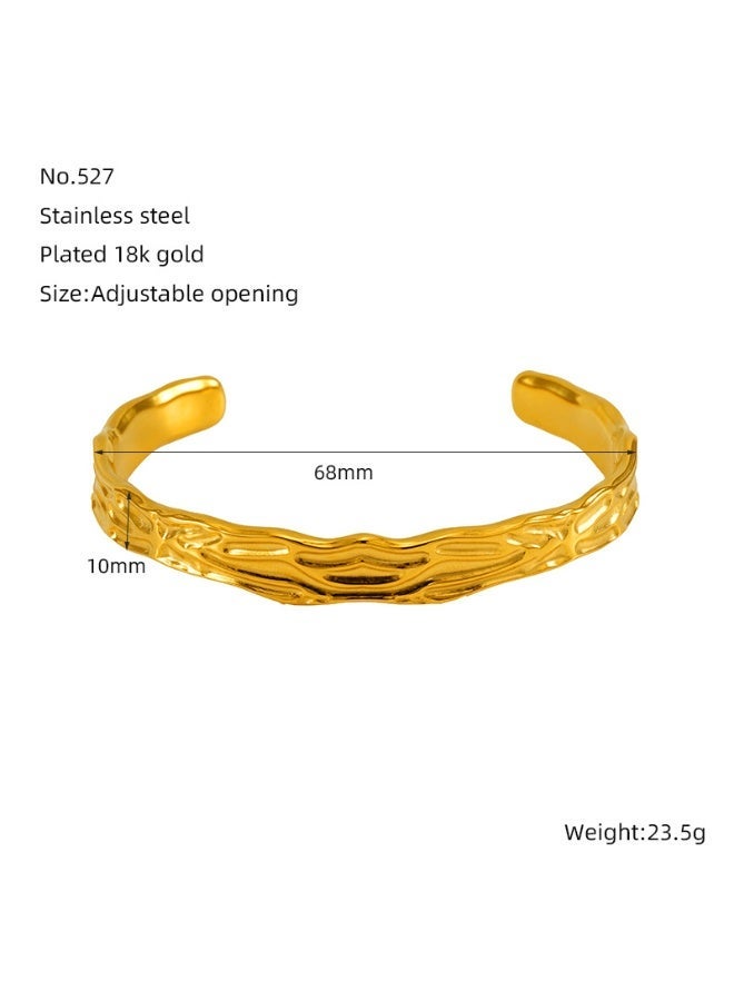 AMETOER 18K Gold-Plated Adjustable Open Bracelet for Women | High-End Irregular Design | Fade-Resistant Stainless Steel Jewelry - Image 5