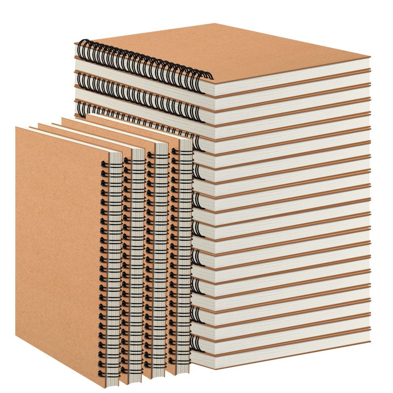 YOTNUS 24 Pack A5 Spiral Notebooks Journal with Kraft Cover, 5x8 Inches, Ruled Lined Paper, for Work, Sketches, Study, Notes Taking, Gifts, Brown (24 PCS(Lined)) - Image 1