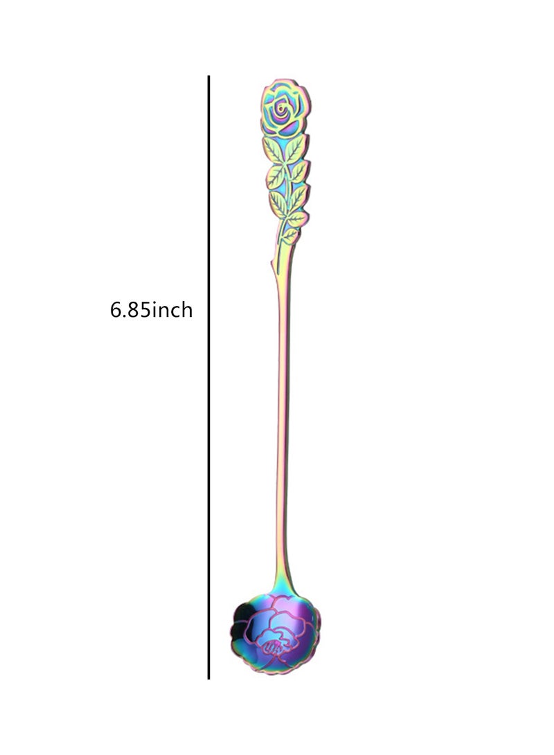 طقم ملاعق للشاي المثلّج مصنوع من الستانلس ستيل بإنهاء عاكس، يحوي 6 قطع متعدد الألوان 17.4سم - Image 2