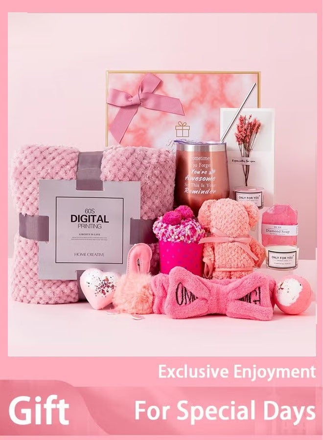 Thoraya Multi-Occasion Birthday Gifts for Women,Unique Gifts Basket Ideas Pink Gifts Box for Her Relaxing Gift Set Self Care Gifts Birthday Presents Female Friendship Gifts for Best Friend Bestie Girlfriend Mom Wife Sister  (Ramadan/Anniversary Gift) - Image 1