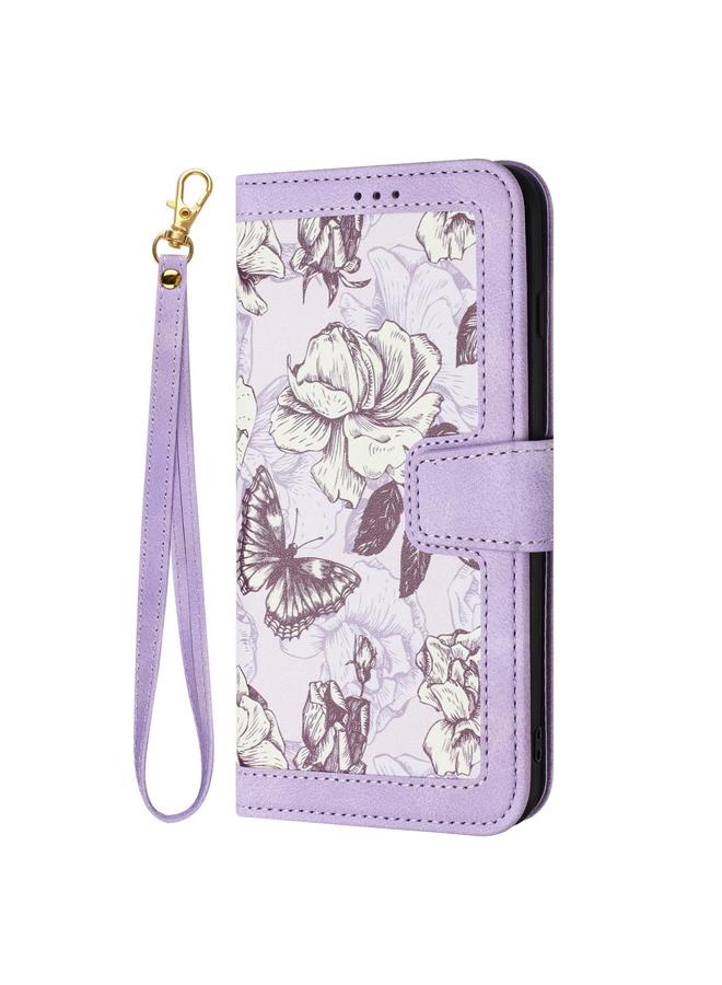 S-TOP Case For Motorola Moto G 5G 2025 Floral Pattern Leather Phone Case with Lanyard - Image 2