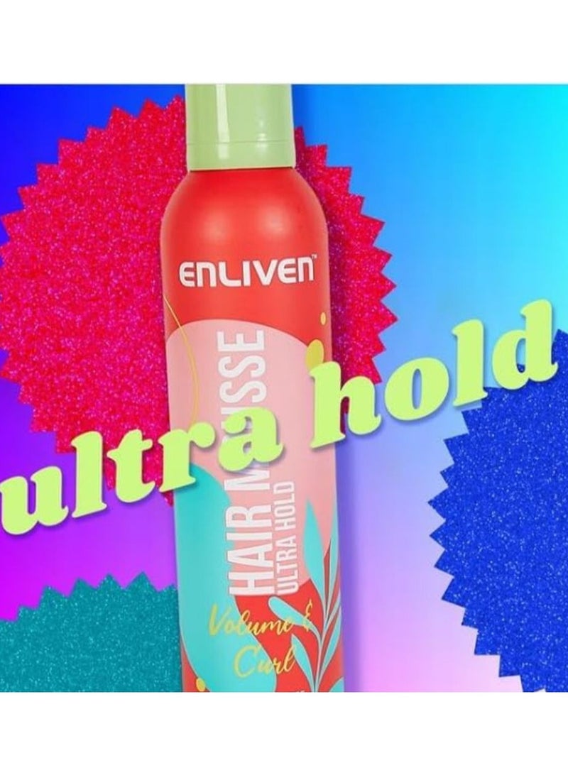 إنليفين موس تصفيف الشعر Enliven Ultra Hold - 300 مل - مثالي للشعر المجعد - يمنح الشعر كثافة ولمعانًا ويحافظ على تسريحة الشعر لفترة طويلة - Image 2