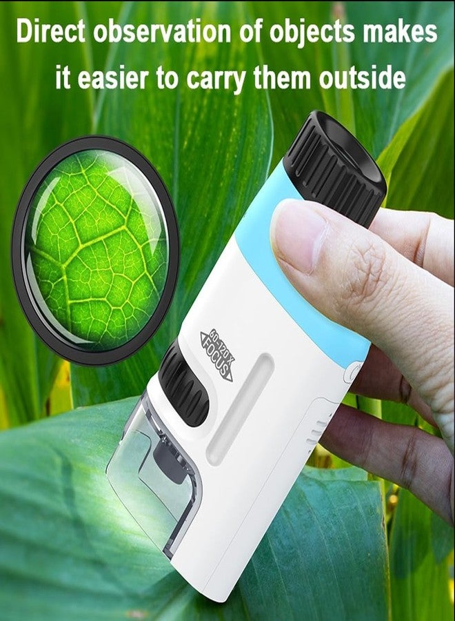 Etzin Microscope 60x-100x Zoom Science Toy STEM DIY Fun Game for Kids, Portable Pocket Microscope with Adjustable Zoom, Handheld Scientific Experimental Equipment (Sky Blue and White) EPL-1017IM. - Image 3