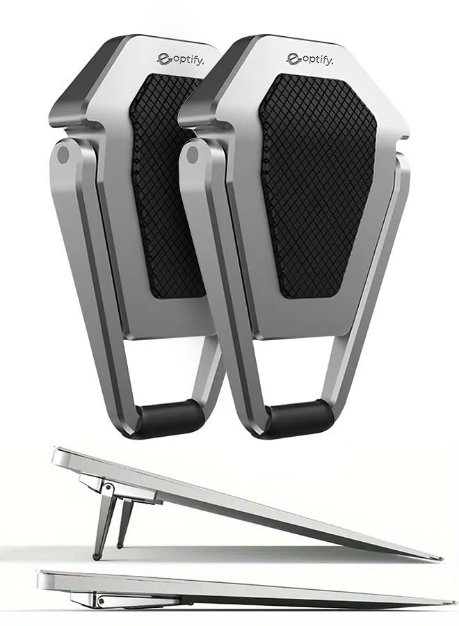 Eoptify حامل لابتوب قابل للتعديل وقابل للطي من الألمنيوم 2 قطعة | رافع لابتوب غير مرئي محمول ورافعة لوحة مفاتيح للمكتب | حامل مريح لماك بوك، HP، ديل - Image 1