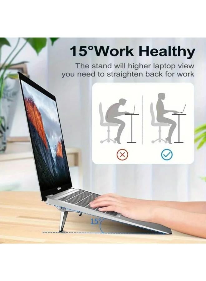 Eoptify حامل لابتوب قابل للتعديل وقابل للطي من الألمنيوم 2 قطعة | رافع لابتوب غير مرئي محمول ورافعة لوحة مفاتيح للمكتب | حامل مريح لماك بوك، HP، ديل - Image 5