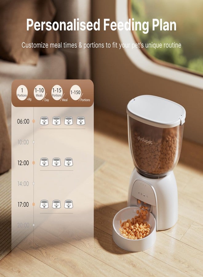 DUDUPET Automatic Cat Feeder with WiFi, App Control Automatic Pet Feeder, 5L Cat Food Dispenser Remote Feeding,10 Meals Programmable 1-15 Portion Control with Stainless Steel, Auto Dog Feeders Dry Food Only - Image 4