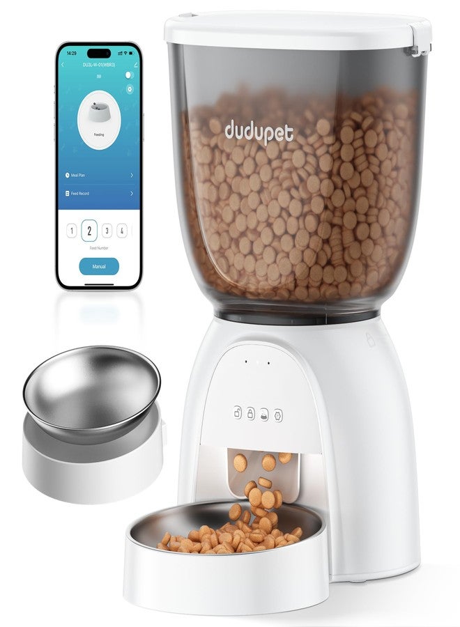 DUDUPET Automatic Cat Feeder with WiFi, App Control Automatic Pet Feeder, 5L Cat Food Dispenser Remote Feeding,10 Meals Programmable 1-15 Portion Control with Stainless Steel, Auto Dog Feeders Dry Food Only - Image 1