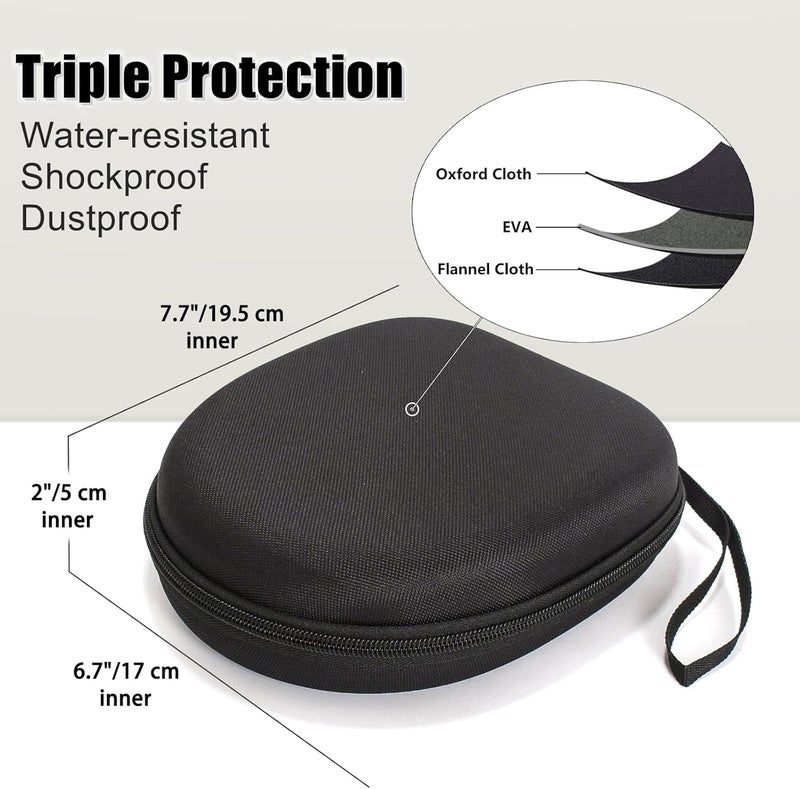 VERTUS Headphone Carrying Hard Storage Bag Case Cover Compatible for Skullcandy Hesh ANC, Crusher Evo, Bose QC45 QC35 II, Sony WH-CH520, 510, 710, 720NC, JBL Tune 510BT, Black - Image 5