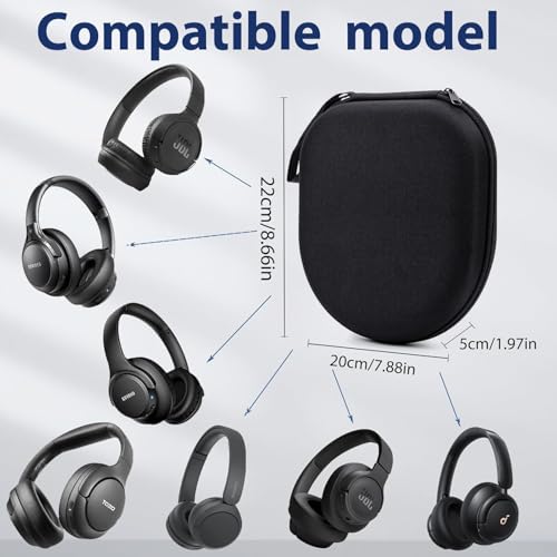 VERTUS Headphone Carrying Hard Storage Bag Case Cover Compatible for Skullcandy Hesh ANC, Crusher Evo, Bose QC45 QC35 II, Sony WH-CH520, 510, 710, 720NC, JBL Tune 510BT, Black - Image 2