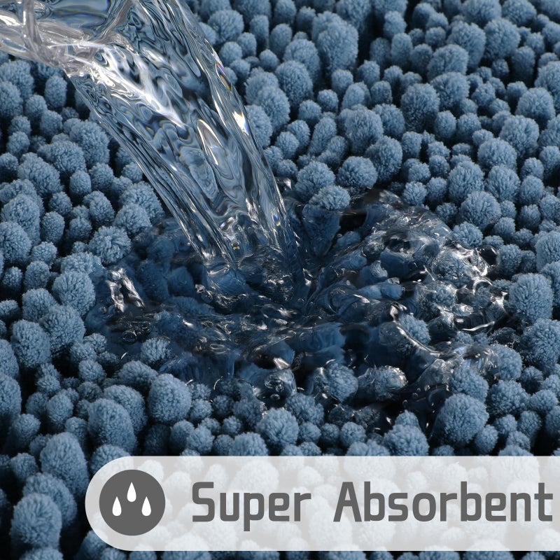 Yimobra Original Luxury Chenille Bath Mat  70 x 24 Inches  Soft Shaggy and Comfortable  Large Size  Super Absorbent and Thick  Non-Slip  Machine Washable  Perfect for Bathroom  Denim Blue - Image 3