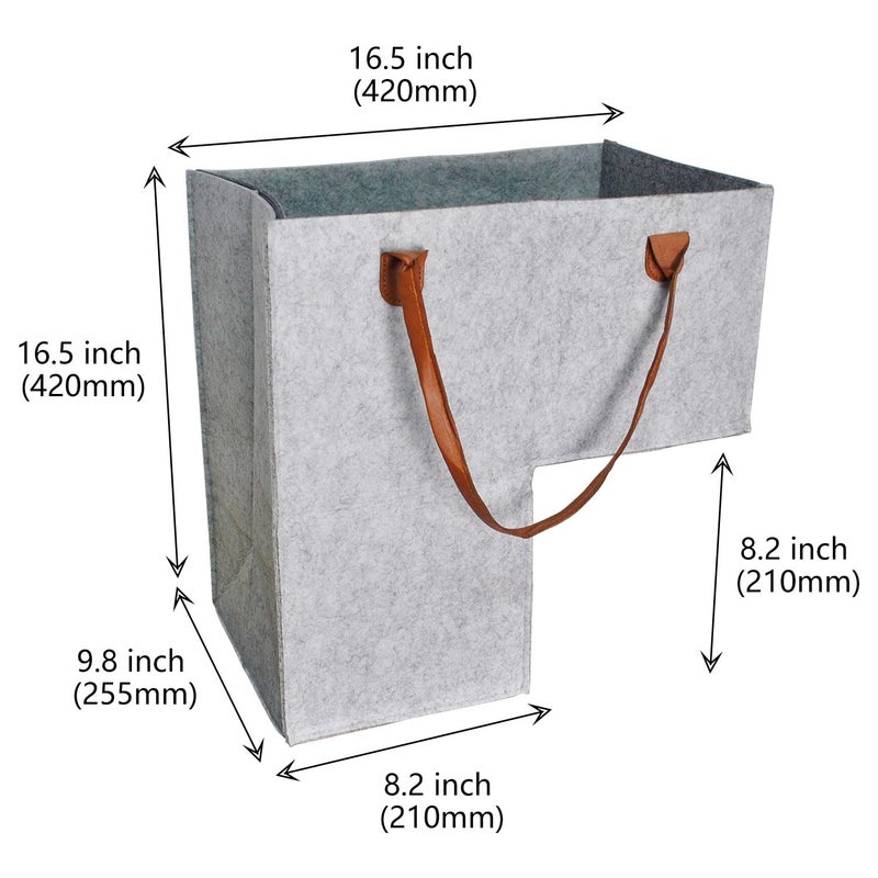 Zhupoub (2-PACK) Stair Basket -Foldable L-Shape step Storage Basket with Supporting Insert and Leather Handle, for Carpeted and Wooden Stairs, Suitable for Toys,Clothes,Books,Computers (Gray) - Image 2